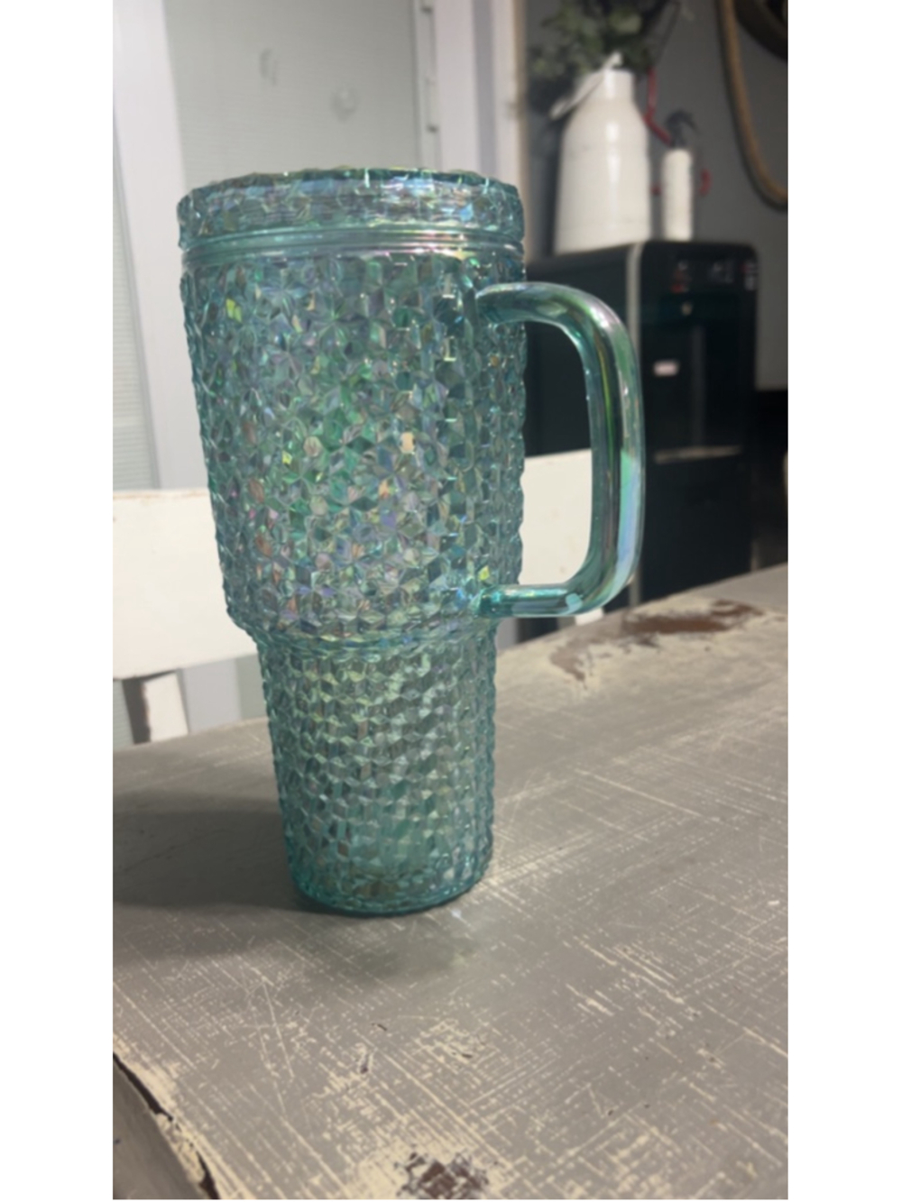Unisex Holiday Time Iridescent Blue Textured Tumbler One Size